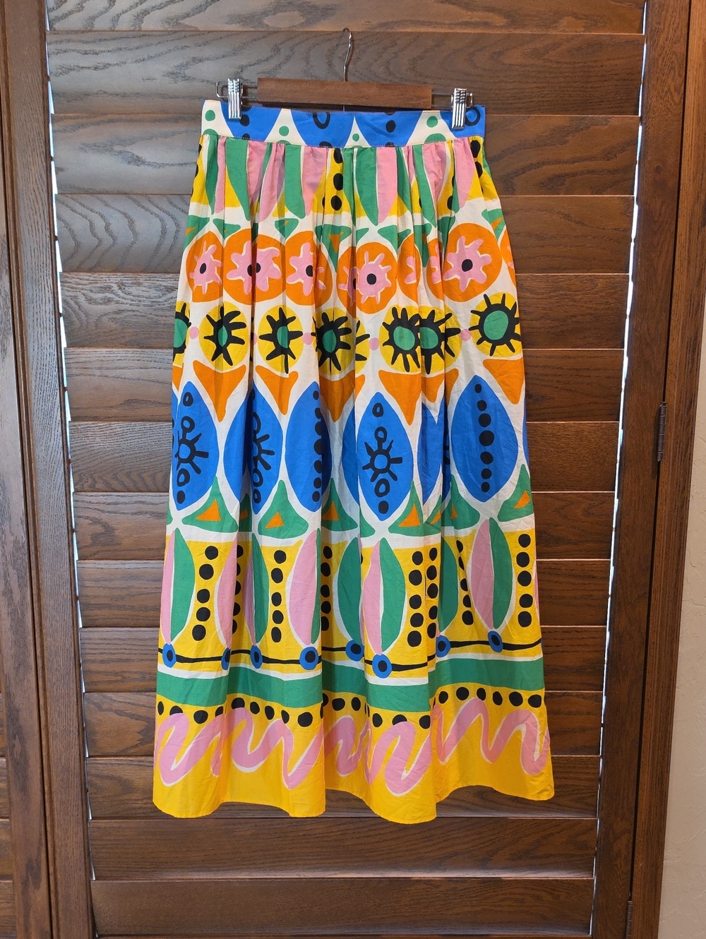 Colorful Geometric Print Midi Skirt - Multicolor